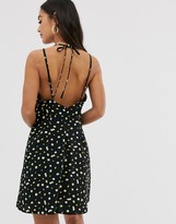Thumbnail for your product : ASOS DESIGN high neck low back mini sundress in ditsy floral print