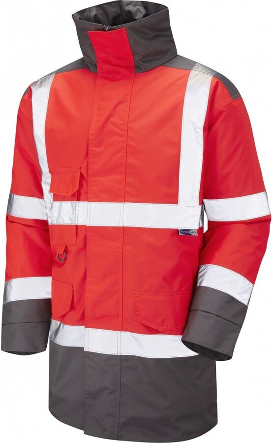 Leo Workwear Tawstock A01 Red and Grey Warm Quilt Lining Hi Vis