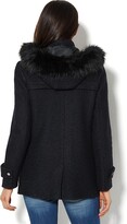 Thumbnail for your product : New York and Company Buckle-Closure Wool-Blend Hooded Coat