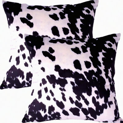 BRBCA Cowhide Spot Farmhouse Velvet Pillow Covers - Set of 2 | Decorative Cushion Cases for Couch | Animal Print Pattern