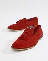 Thumbnail for your product : ASOS Design Loafers In Red Suede With Tassel