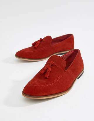 ASOS Design Loafers In Red Suede With Tassel