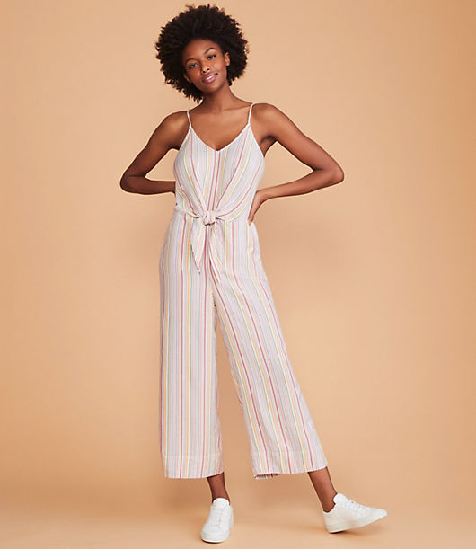 loft striped jumpsuit