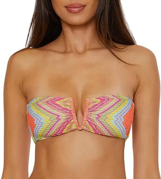 Becca Women's Brinley Summer Bandeau Swim Bikini Top Contemporary Small Multi