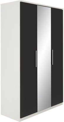 Messina 4 PieceGloss Package -3 Door Mirrored Wardrobe, 5 Drawer Chest, 2Bedside Chests - White/Black