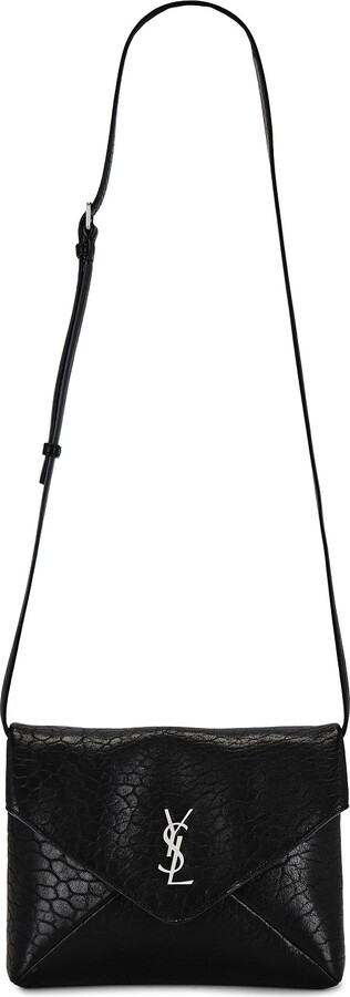 Saint Laurent Envelope Pouch On Strap in Black