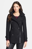 Thumbnail for your product : Mackage Leather Trim Wool Blend Peacoat