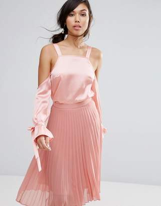 Fashion Union Cold Shoulder Top In Satin