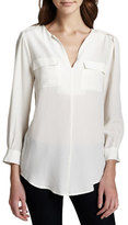 Thumbnail for your product : Joie Marlo Silk Double-Pocket Top, Porcelain