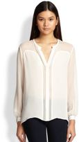 Thumbnail for your product : Haute Hippie Silk Chiffon Sheer-Paneled Blouse