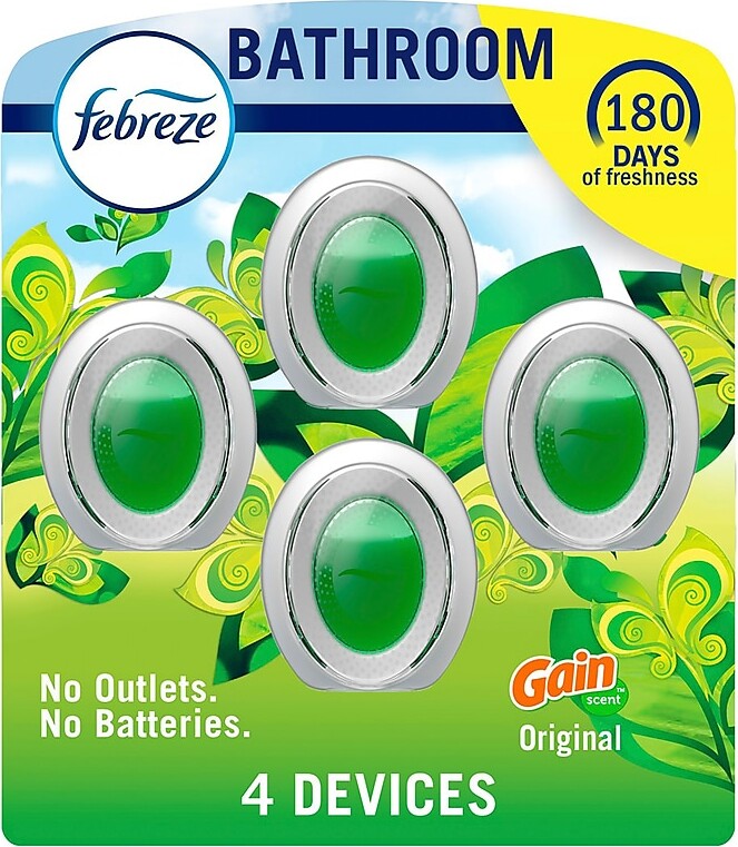 Febreze Bathroom Air Freshener Solid, Gain Original Scent, 0.25 fl. oz., 4/Pack (2573)