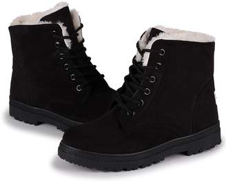 Susanny Suede Flat Platform Sneaker Shoes Plus Velvet Winter Women's Lace Up Cotton Snow Boots 8 B (M) US