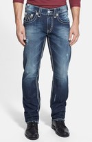 Thumbnail for your product : Rock Revival 'Saul' Straight Leg Jeans (Dark Blue)