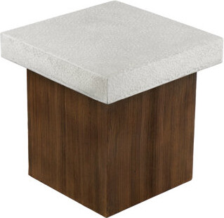 Ebern Designs Square Side Table Antique White Top With Natural Base And Weather Table Design Natural