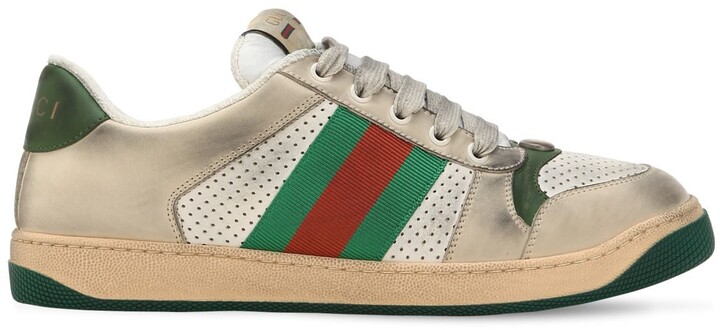 Gucci 20mm Screener vintage leather sneakers - ShopStyle