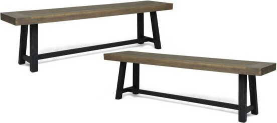 Christopher Knight Home ChristopherKnightHome2pcRaphaelOutdoorBenchAcaciaWoodSandblastedGray/Black