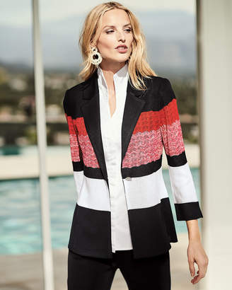 Misook Plus Size Block-Striped One-Button Jacket