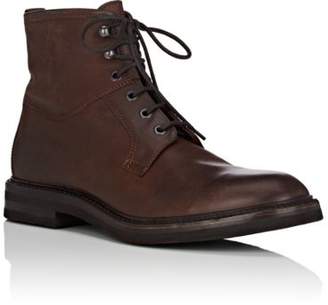 Antonio Maurizi MEN'S BURNISHED LEATHER LACE-UP BOOTS-BROWN SIZE 9 M