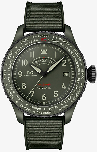 IWC Mens Pilot's Watch Timezoner Top Gun Woodland Ceramic Automatic Watch 46mm