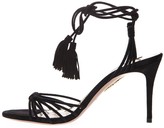 Thumbnail for your product : Aquazzura Black Suede Ankle Tie Sandals