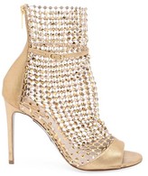 Thumbnail for your product : Rene Caovilla Galaxia Crystal Mesh Metallic Leather Sandals
