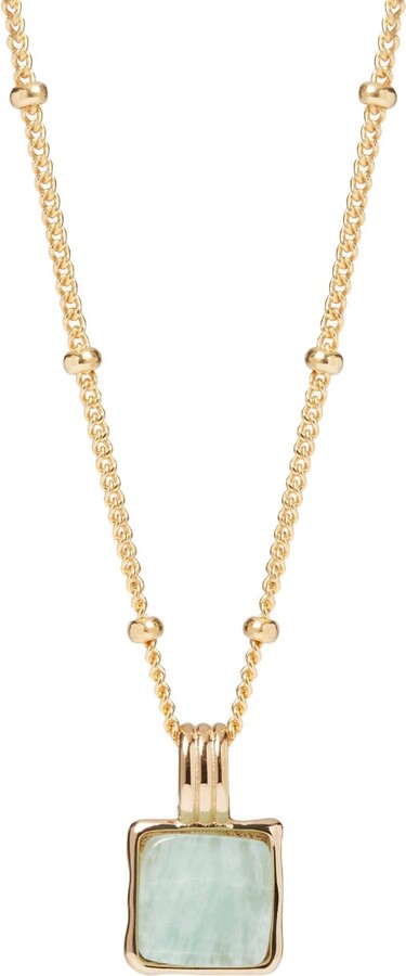 Muru Gold / Green Amazonite Necklace With Bead Chain