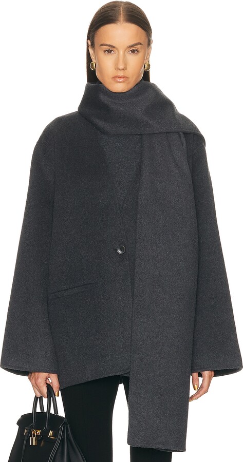 EAVES x Coco Ragni Wool Scarf Jacket in Charcoal