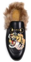 Thumbnail for your product : Gucci Princetown Tiger Lamb Fur-Lined Leather Slippers