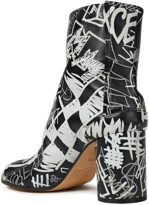 Maison Margiela Tabi Split-toe Printed Leather Ankle Boots