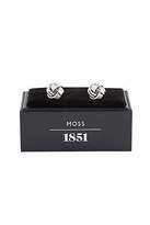 Thumbnail for your product : Moss Bros Mens Silver Metal Knot Cufflinks