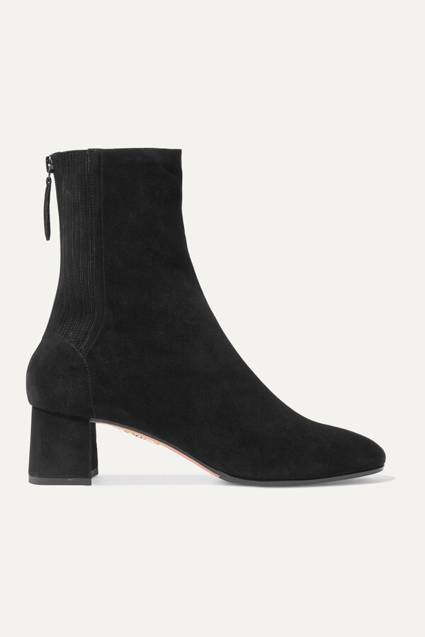 Aquazzura Saint Honoré Suede Sock Boots - Black - ShopStyle