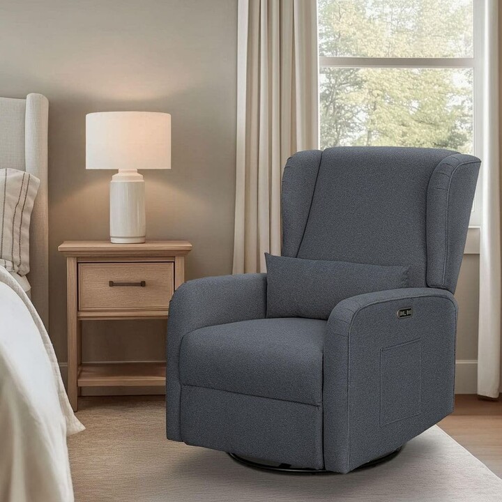 Candace Grey Power Recliner 3-in-1 with Swivel, Glider, USB Ports