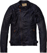 Thumbnail for your product : Scotch & Soda Tartan Detailed Leather Jacket