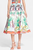 Thumbnail for your product : Alice + Olivia 'Merritt' Print A-Line Midi Skirt