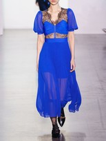 Thumbnail for your product : Self-Portrait Chiffon & Lace Midi Dress