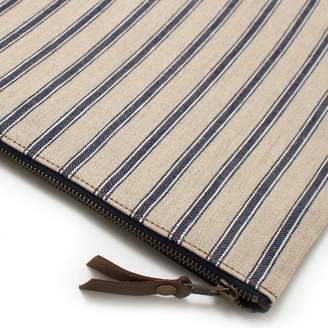 General Knot & Co Portsmouth Linen Stripe & Waxed Canvas Laptop Sleeve/Carryall-Large