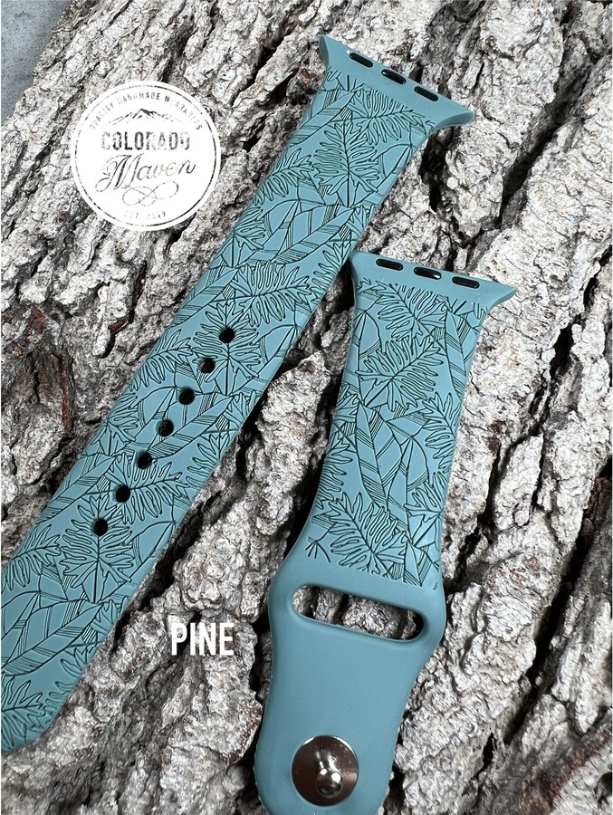 Tropical Plant, Plants Silicone Band Laser Engraved, Apple Watch Compatible 38/40/41mm, 42/44/45mm, Series 1, 2, 3, 4, 5, 6, 7, 8, 9, Se, Se2