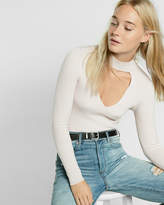Thumbnail for your product : Express Long Sleeve Ribbed Cut-Out Choker Sweater