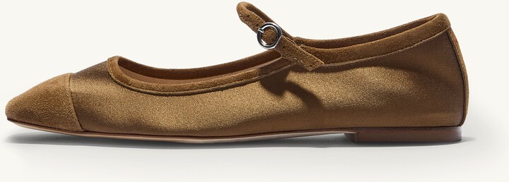 Aeyde Uma Satin Toe-cap Flats Tobacco It36