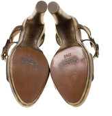Thumbnail for your product : Ralph Lauren Metallic Gold Leather Estrid Platform Ankle Strap Sandals Size 37.5