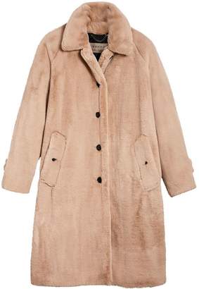Burberry Faux Fur Single-breasted Car coat