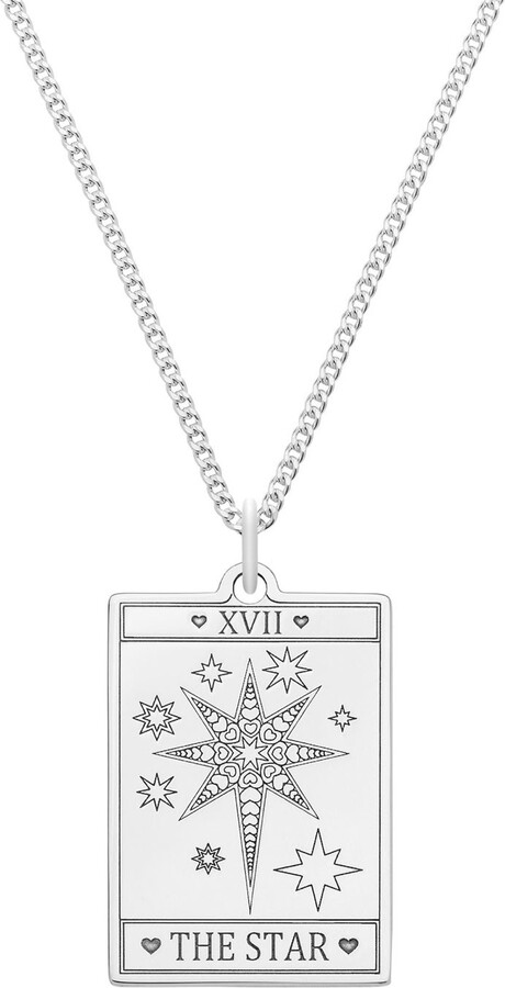 Cartergore Medium Sterling Silver “The Star” Tarot Card Necklace