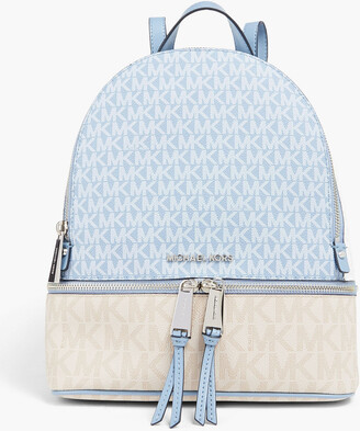 Logo-print faux leather backpack