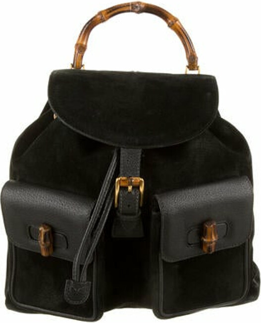 Gucci Vintage Large Suede Bamboo Backpack ShopStyle
