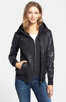 Thumbnail for your product : Soia & Kyo Lambskin Leather Jacket with Removable Hooded Knit Bib (Online Only)