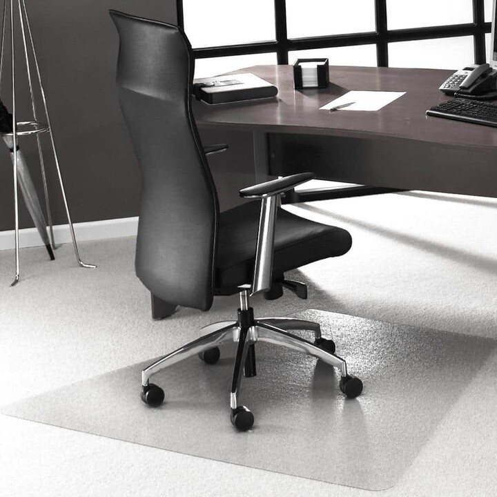 Floortex Ultimat Clear 48 in. x 60 in. Polycarbonate Corner Workstation Indoor Chair Mat for Carpets up to 1/2 in.