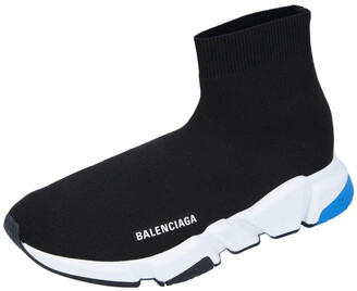 Balenciaga Black/White/Blue Knit Speed Sneakers Size EU 43 - ShopStyle