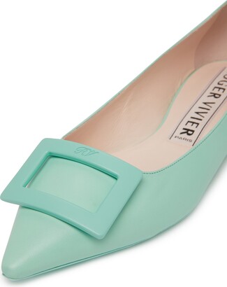 【関税&送料込】Roger Vivier Gommettine Ball 05 Gommettine Ball denim ballet flats in blue - Roger Vivier