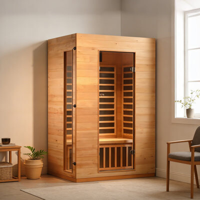 royal saunas hongyuan Hongyuan 2-Person Indoor low EMF FAR Infrared Sauna in Hemlock