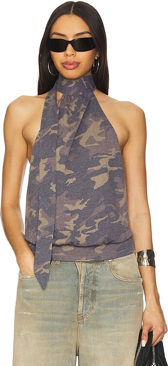 Draped Top With Scarf Detail in Grey